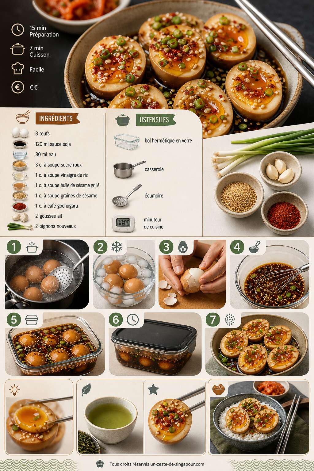 Fiche recette Recette d'Œufs marinés coréens : plat savoureux et facile à préparer Fiche recette Recette d'Œufs marinés coréens : plat savoureux et facile à préparer