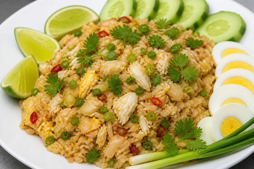 Riz frit thaï au crabe : recette savoureuse et épicée