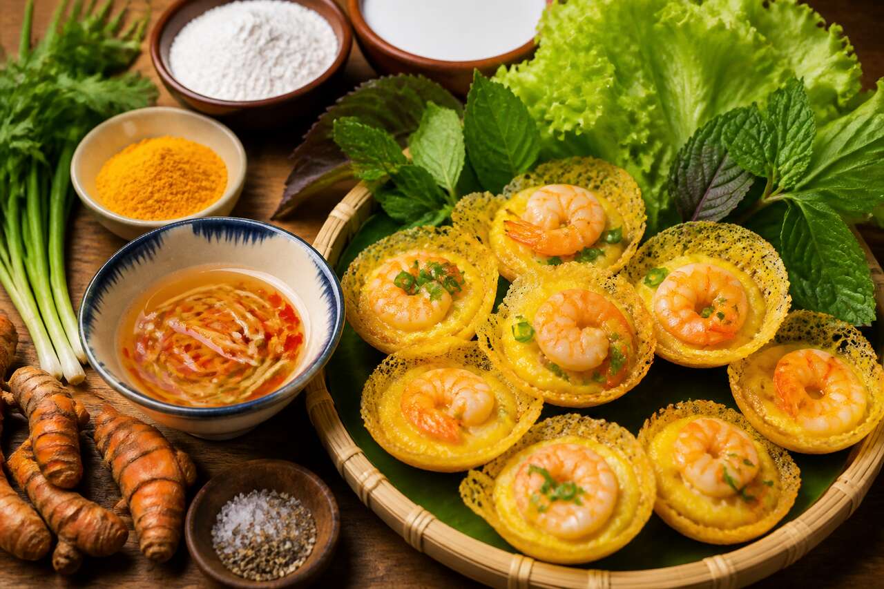 Bánh khọt : recette facile de mini crêpes vietnamiennes au curcuma et à la noix de coco